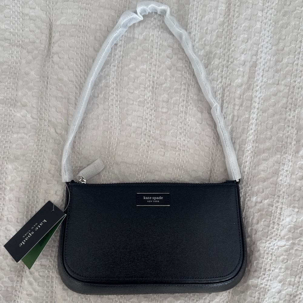 BNWT Kate Spade Sam Icon Black Leather Shoulder Bag